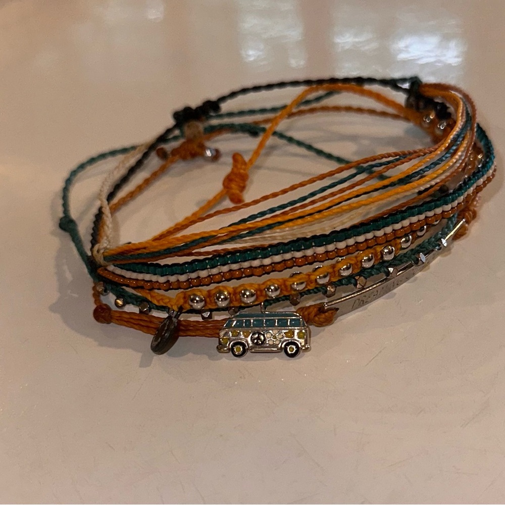 Pura Vida Multicolor String Bracelet Set with Charm